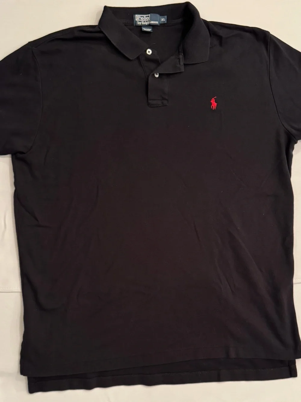 Ralph Lauren Black Polo with Red Pony Embroidery
